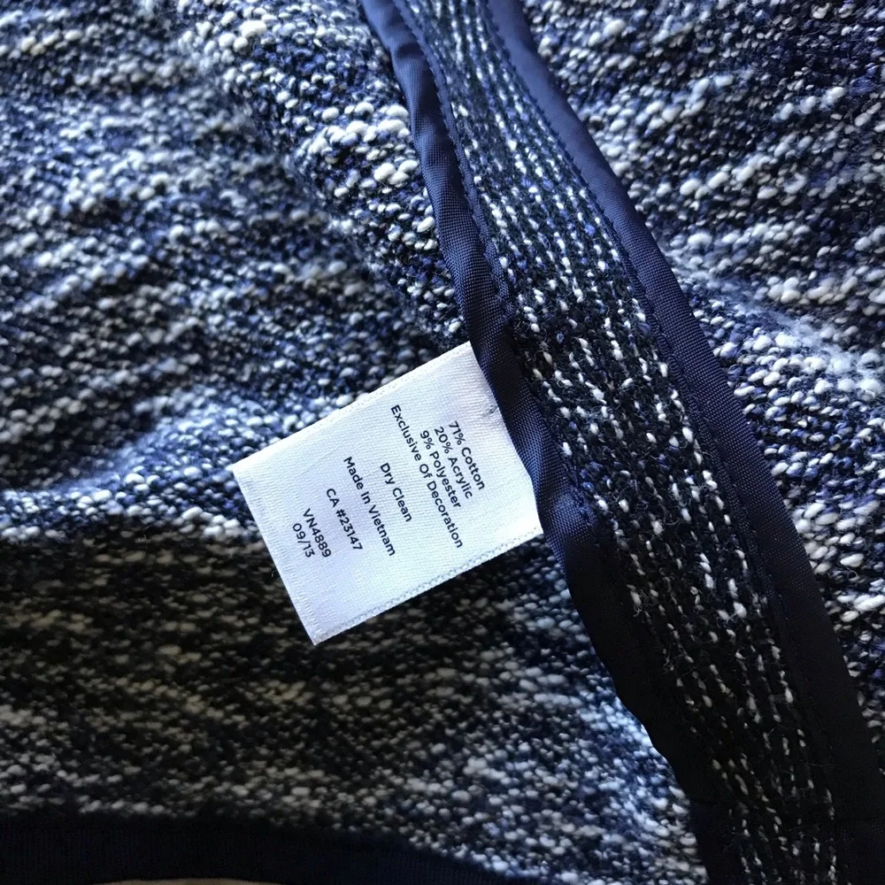 Talbots Marled Jewel‎ Neck Navy-White Coat